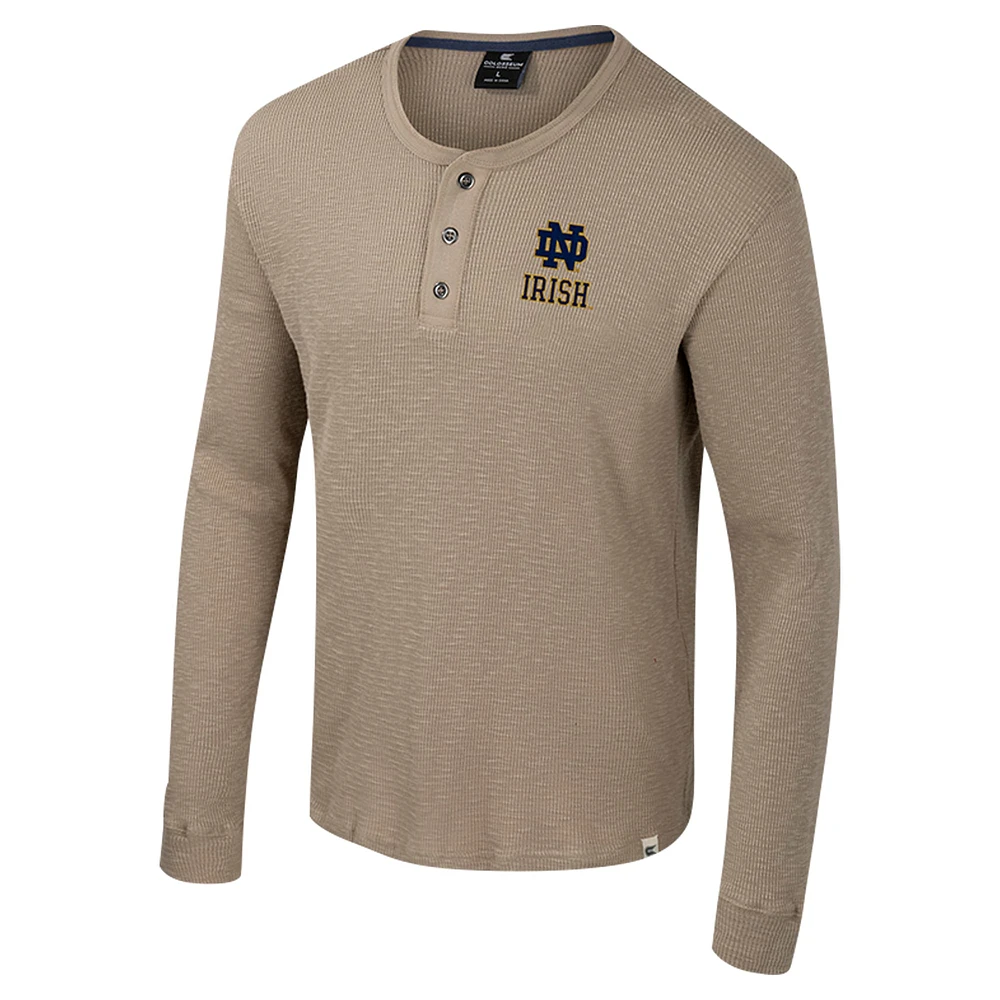 Men's Colosseum  Tan Notre Dame Fighting Irish Great Outdoors Henley Long Sleeve Shirt