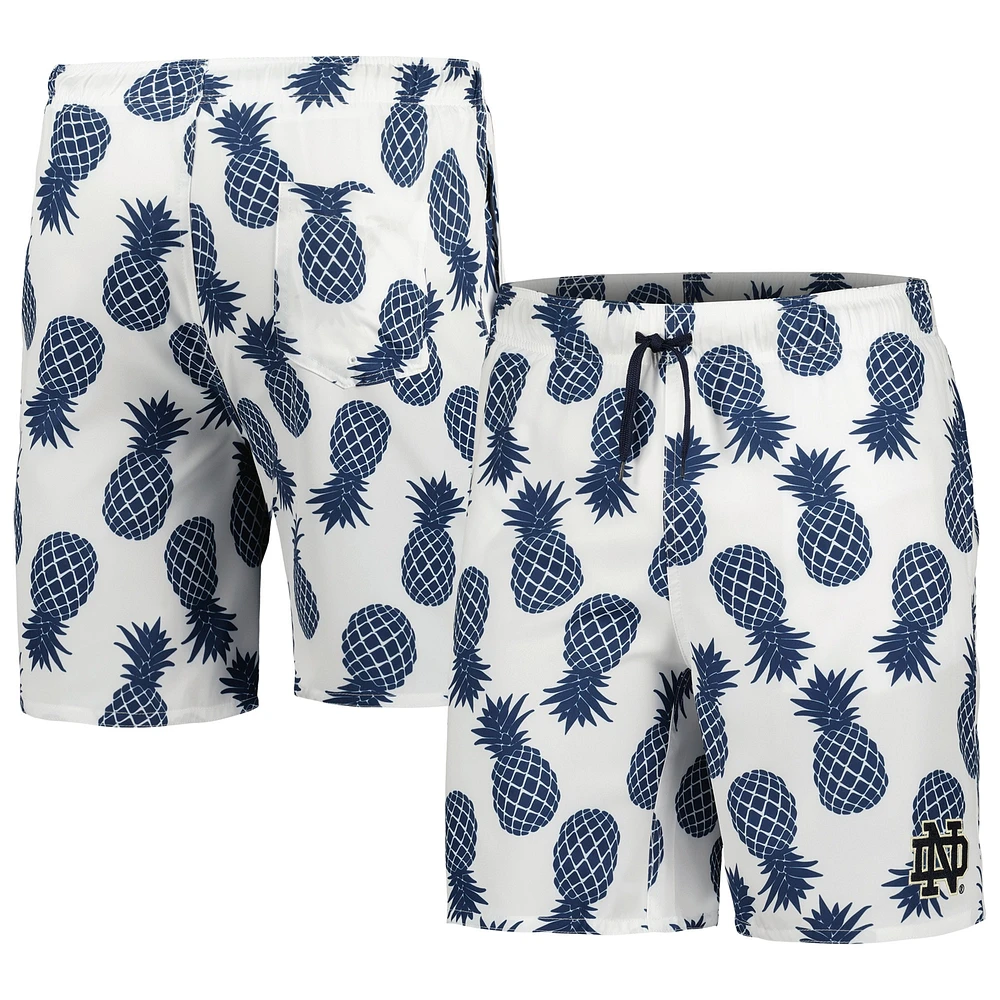 Men's Colosseum White/Navy Notre Dame Fighting Irish Pineapple Swim Shorts