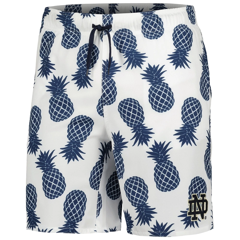 Men's Colosseum White/Navy Notre Dame Fighting Irish Pineapple Swim Shorts