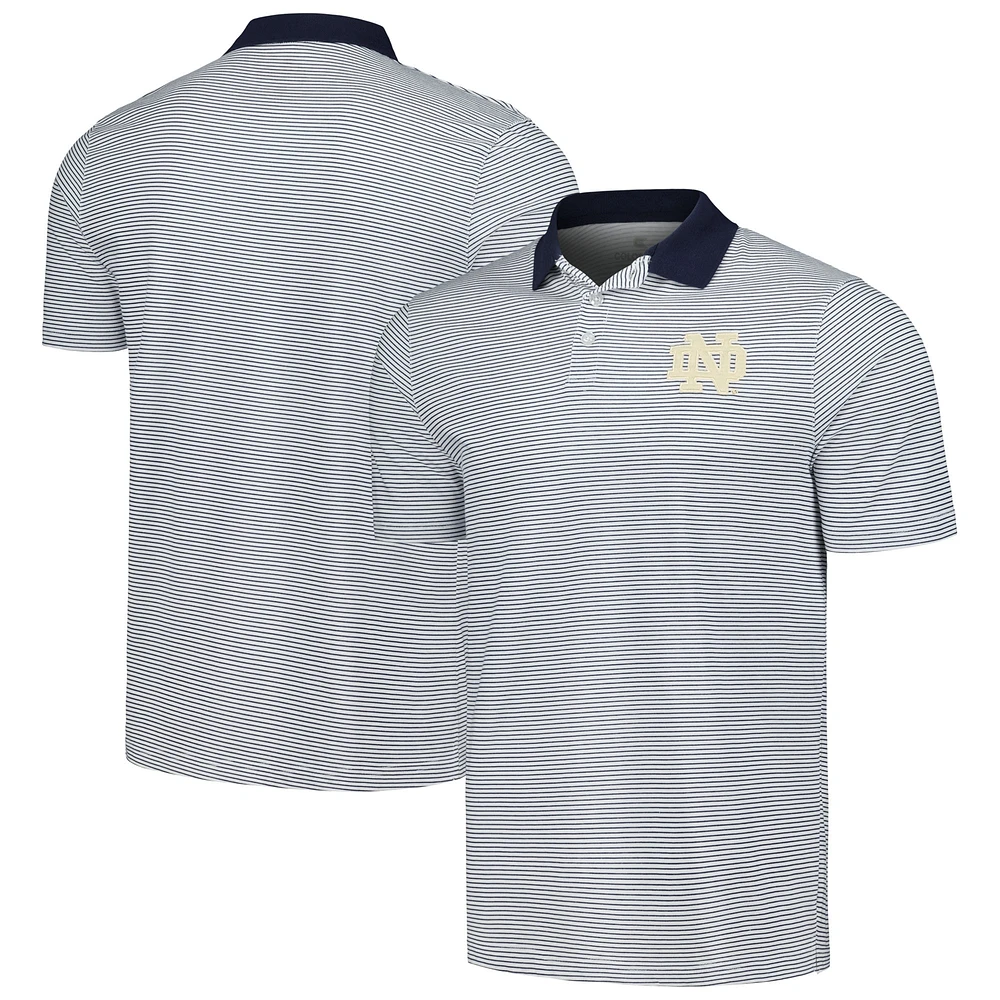 Men's Colosseum White/Navy Notre Dame Fighting Irish Print Stripe Polo