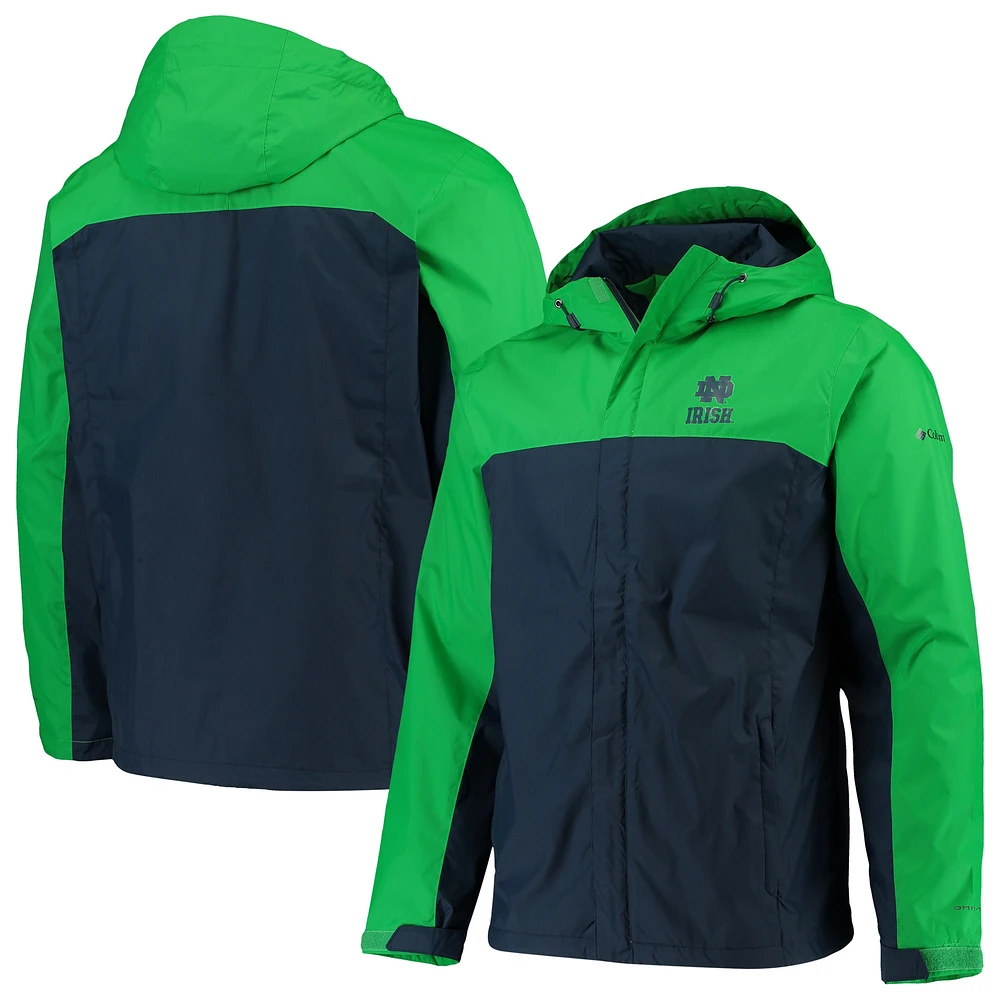 Veste à glissière pleine longueur Columbia Green/Navy Notre Dame Fighting Irish Glennaker Storm pour homme