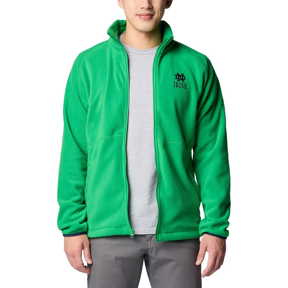 Veste polaire Columbia verte Notre Dame Fighting Irish Flanker IV pour homme avec fermeture éclair intégrale Raglan