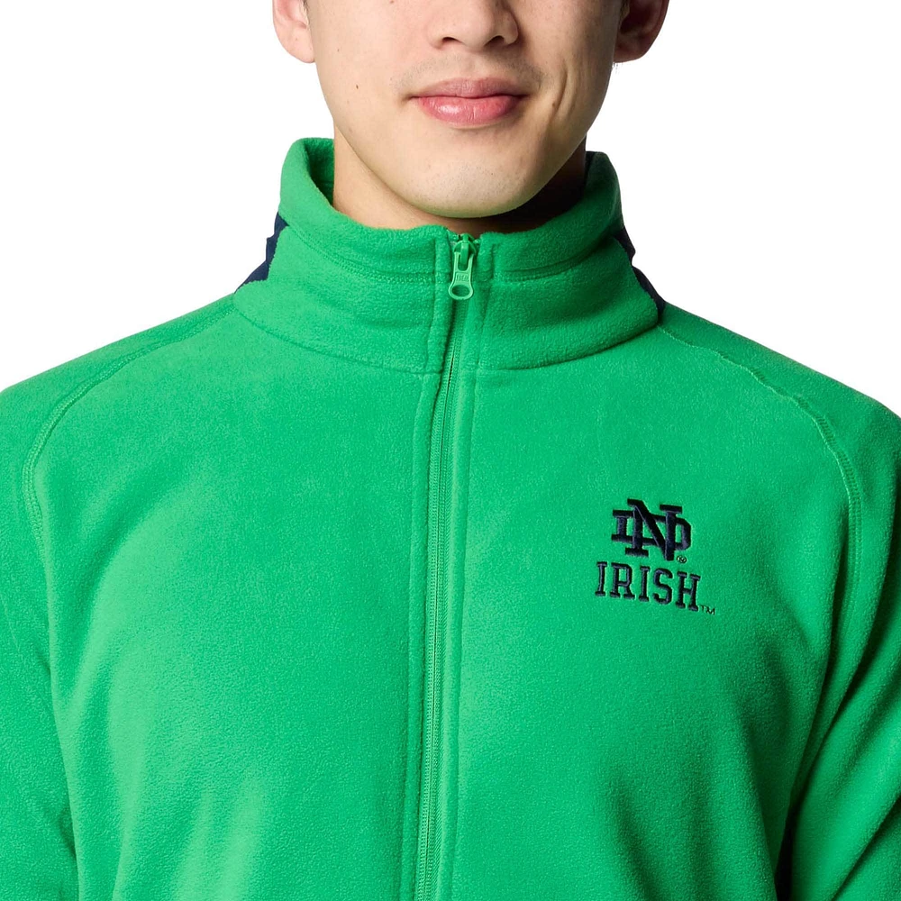 Veste polaire Columbia verte Notre Dame Fighting Irish Flanker IV pour homme avec fermeture éclair intégrale Raglan