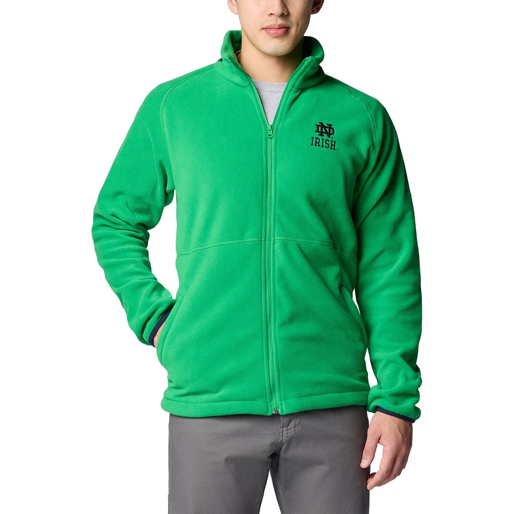 Veste polaire Columbia verte Notre Dame Fighting Irish Flanker IV pour homme avec fermeture éclair intégrale Raglan