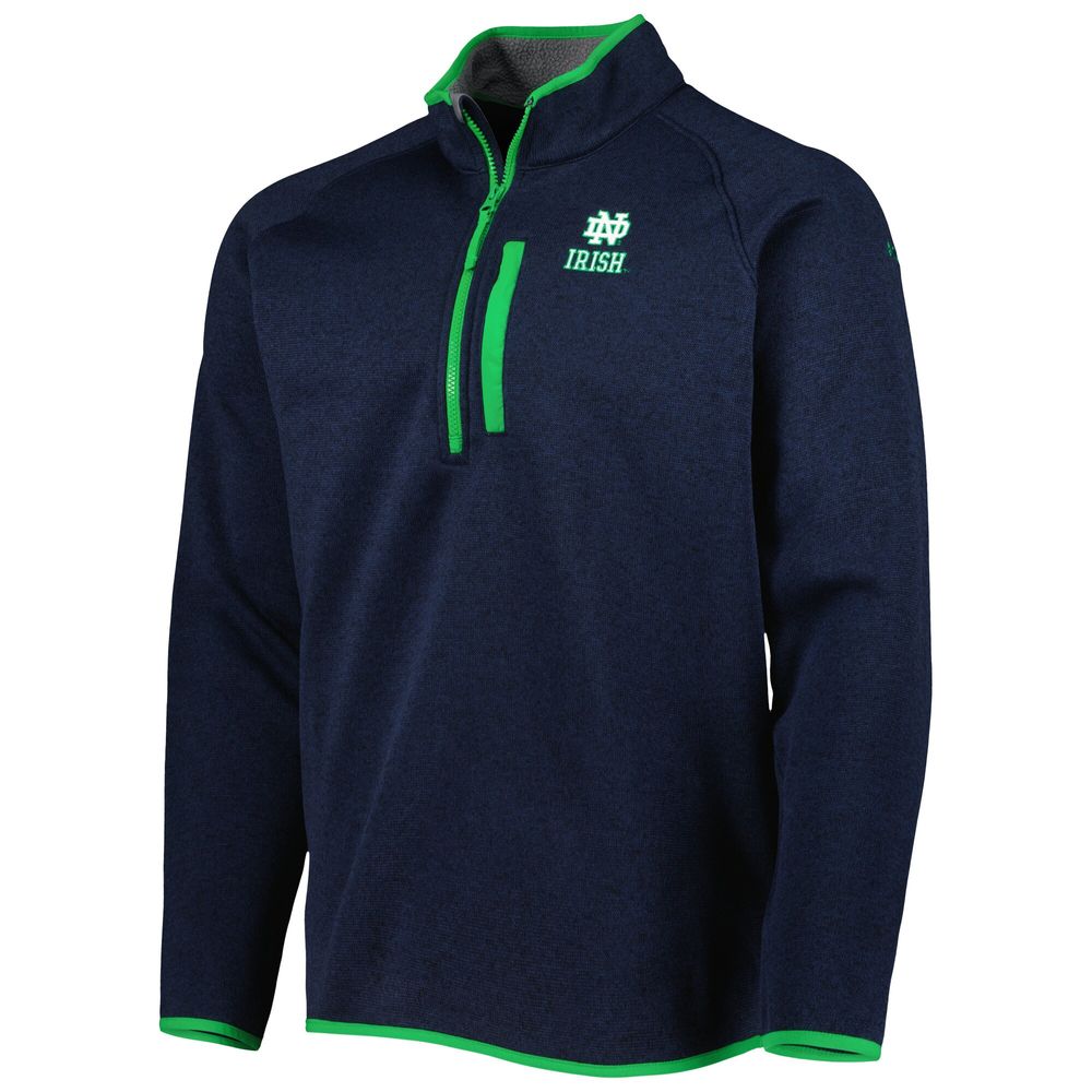 Men's Columbia Navy Notre Dame Fighting Irish Canyon Point Omni-Shield Raglan Half-Zip Pullover Top