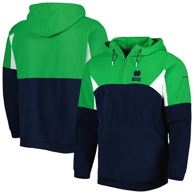 Men's Columbia Navy Notre Dame Fighting Irish Lodge Quarter-Zip Hoodie