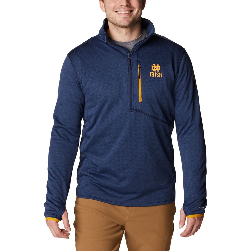 Men's Columbia Navy Notre Dame Fighting Irish Park View Omni-Wick Half-Zip Top