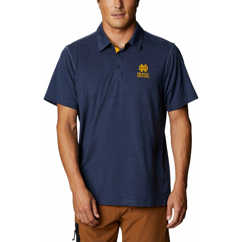 Men's Columbia Navy Notre Dame Fighting Irish Tech Trail Omni-Shade Polo