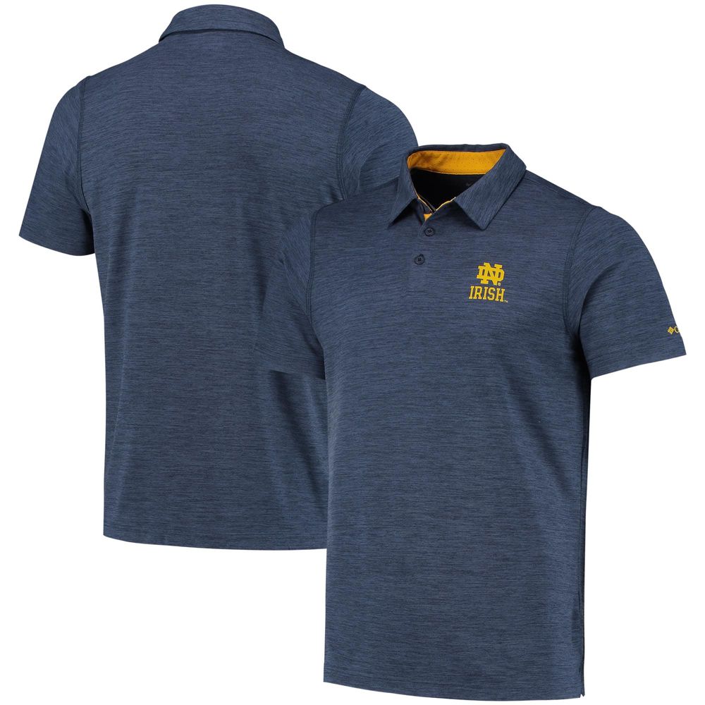 Men's Columbia Navy Notre Dame Fighting Irish Tech Trail Omni-Shade Polo