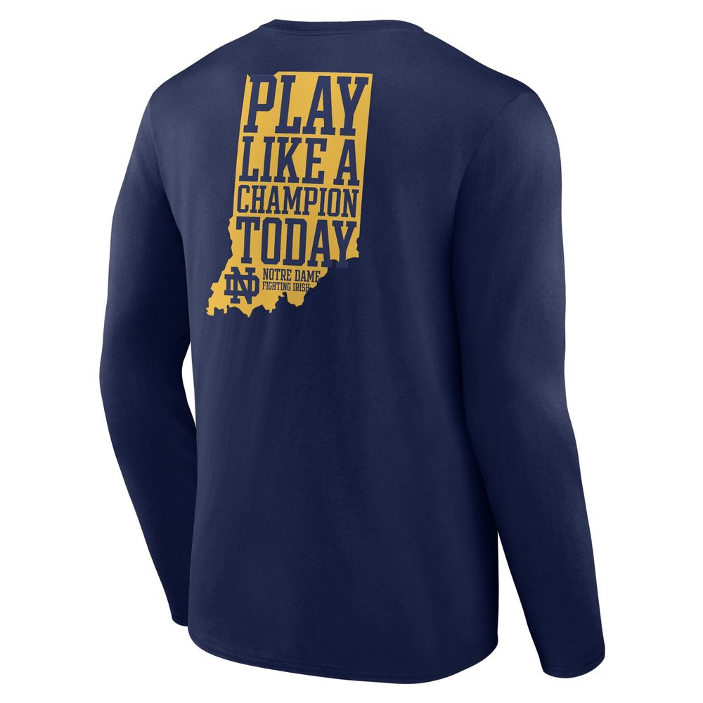 Men's Champion Navy Notre Dame Fighting Irish Athletics Logo Long Sleeve T-Shirt Size: Small