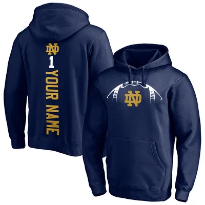 Notre Dame Fighting Irish Fanatics Branded Playmaker Football Personalized Name Pullover Hoodie - Navy