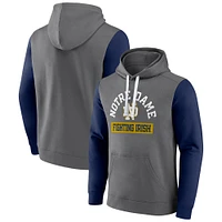 Men's Fanatics Gray Notre Dame Fighting Irish Extra Point Colorblock Fleece Pullover Hoodie