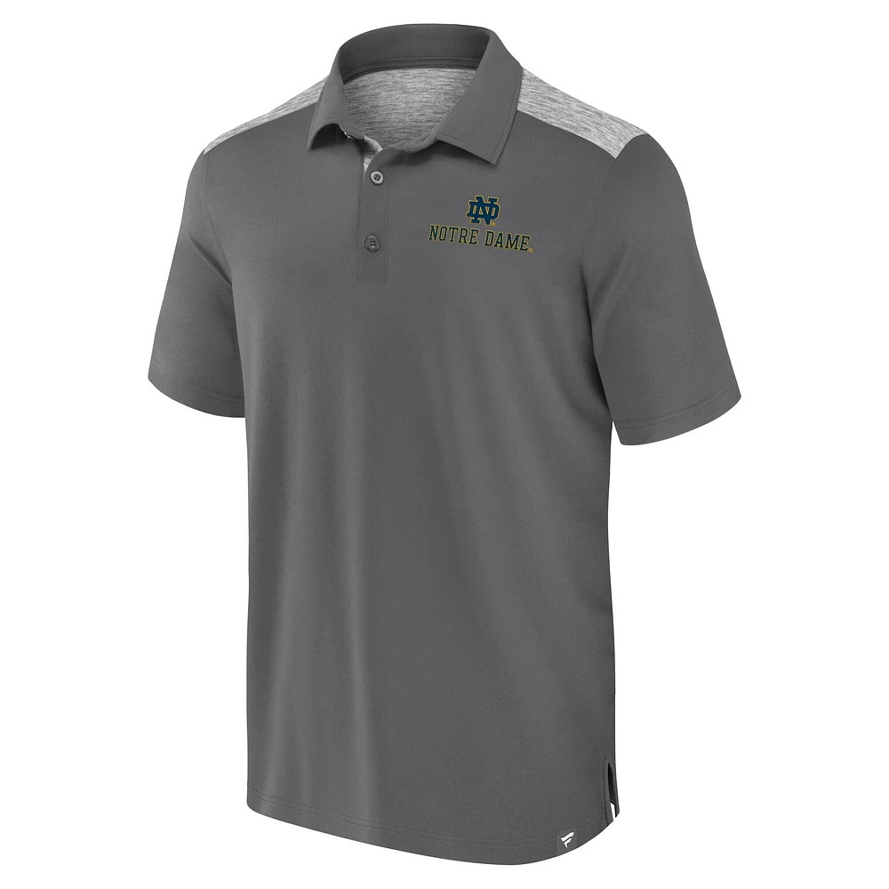 Men's Fanatics Gray Notre Dame Fighting Irish Iconic Brushed Blocked Polo