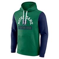 Men's Fanatics Green Notre Dame Fighting Irish Extra Point Color Block Pullover Hoodie