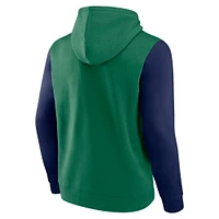 Men's Fanatics Green Notre Dame Fighting Irish Extra Point Color Block Pullover Hoodie