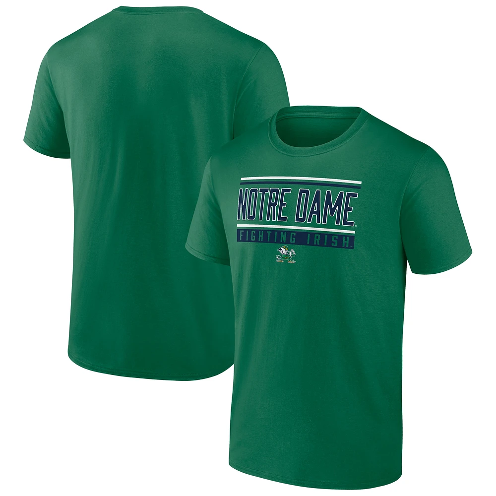 T-shirt à rayures et blocs pour hommes Fanatics Green Notre Dame Fighting Irish Fundamentals