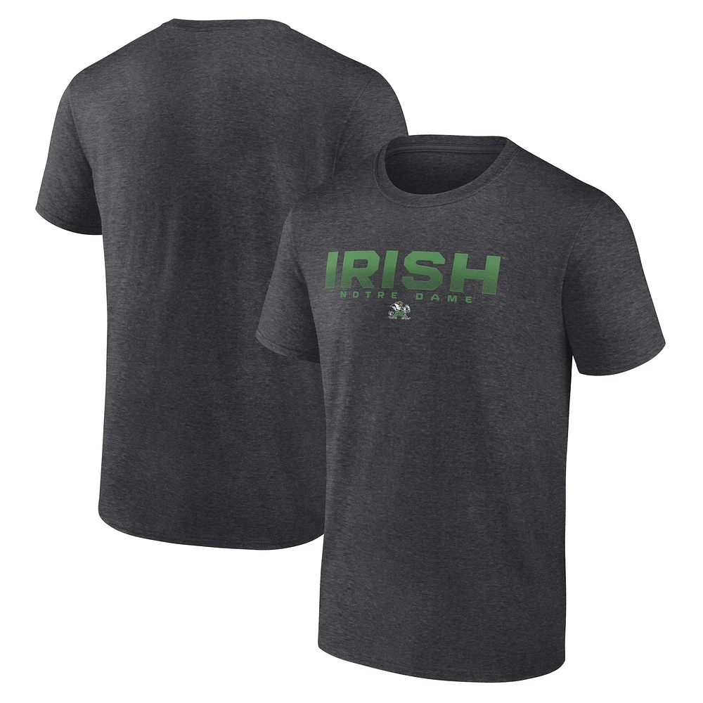 T-shirt pour homme Fanatics Heather Charcoal Notre Dame Fighting Irish Iconic Battle Scars