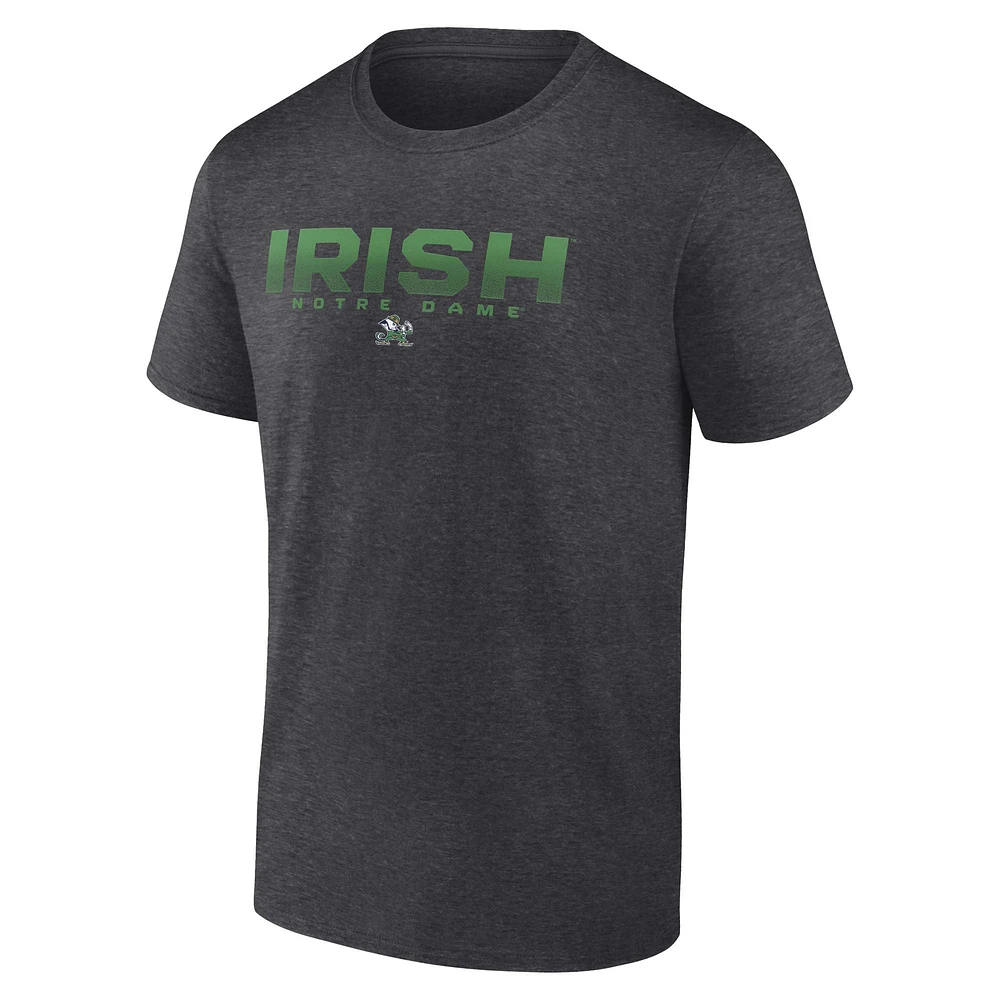 T-shirt pour homme Fanatics Heather Charcoal Notre Dame Fighting Irish Iconic Battle Scars