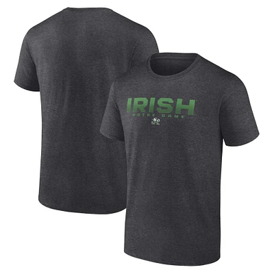 T-shirt pour homme Fanatics Heather Charcoal Notre Dame Fighting Irish Iconic Battle Scars