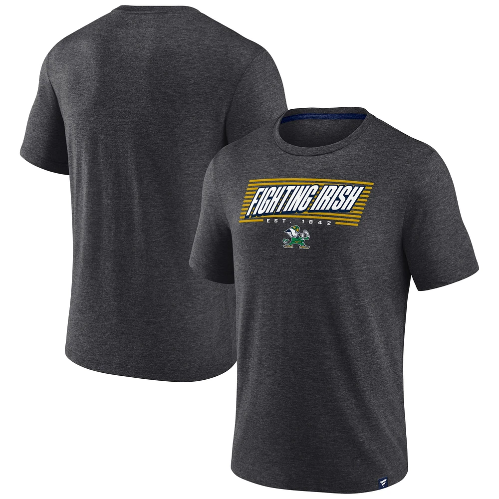 T-shirt Off Stack Fanatics Heather Anthracite pour hommes de Notre Dame Fighting Irish