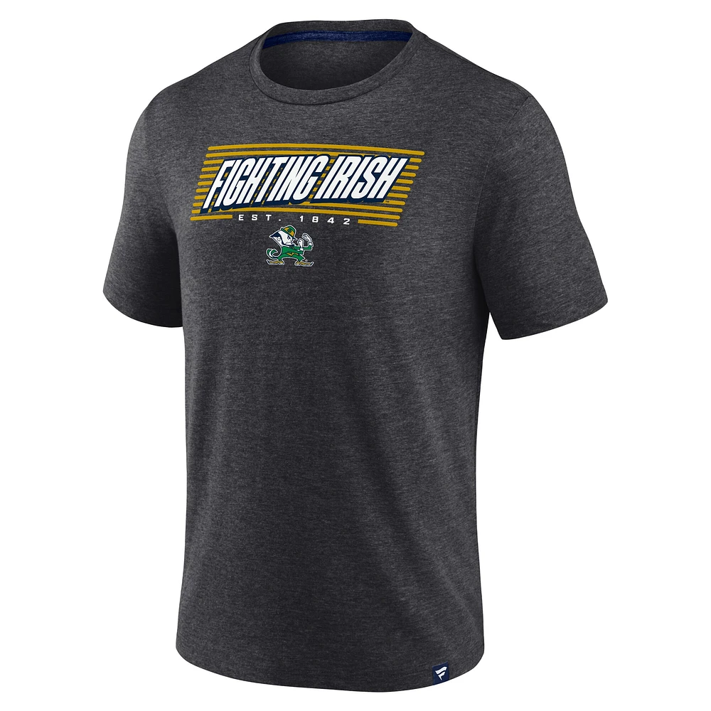 T-shirt Off Stack Fanatics Heather Anthracite pour hommes de Notre Dame Fighting Irish