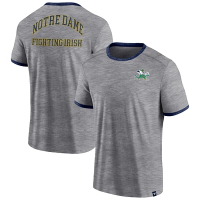 T-shirt Fanatics Heather Grey Notre Dame Fighting Irish Classic Stack Ringer pour hommes