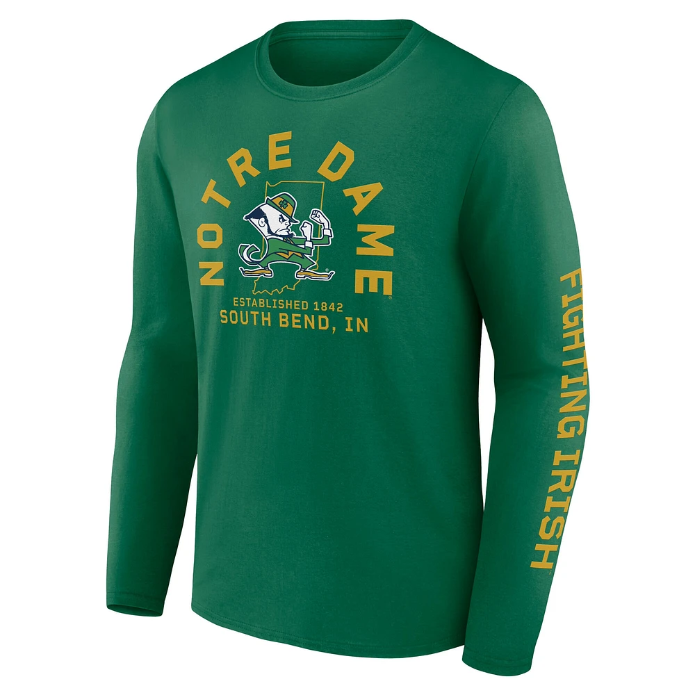 Men's Fanatics  Kelly Green Notre Dame Fighting Irish Fundamentals Winning Team Long Sleeve T-Shirt