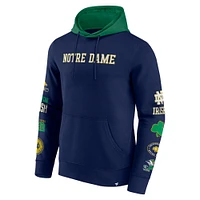 Men's Fanatics  Navy/Green Notre Dame Fighting Irish Color Block Badge Fleece Pullover Hoodie