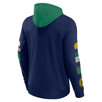 Men's Fanatics  Navy/Green Notre Dame Fighting Irish Color Block Badge Fleece Pullover Hoodie