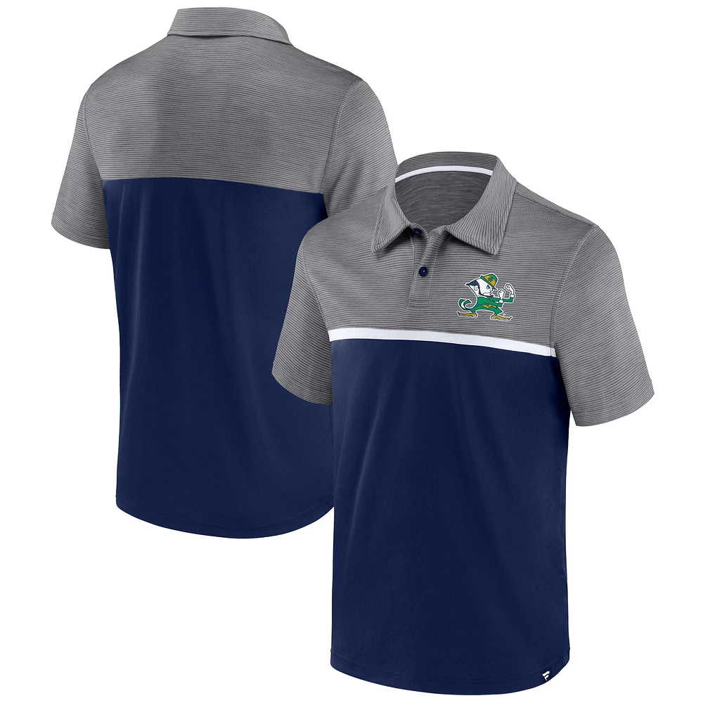 Polo Fanatics bleu marine/gris chiné pour homme de Notre Dame Fighting Irish