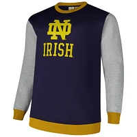 Sweat-shirt à manches contrastées pour hommes Fanatics Navy Notre Dame Fighting Irish large poitrine et grande taille