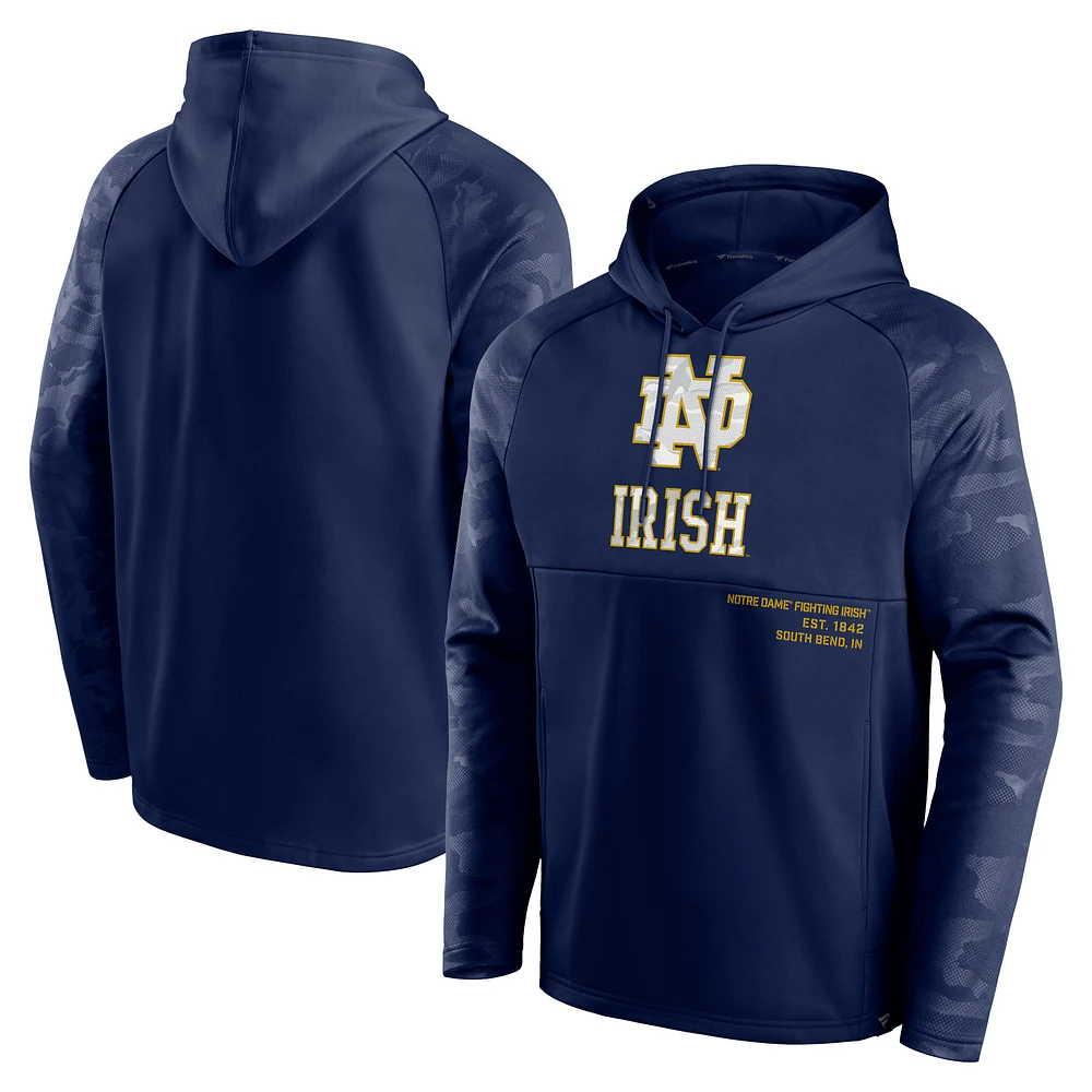 Sweat à capuche Raglan Fanatics Navy Notre Dame Fighting Irish Defender pour hommes