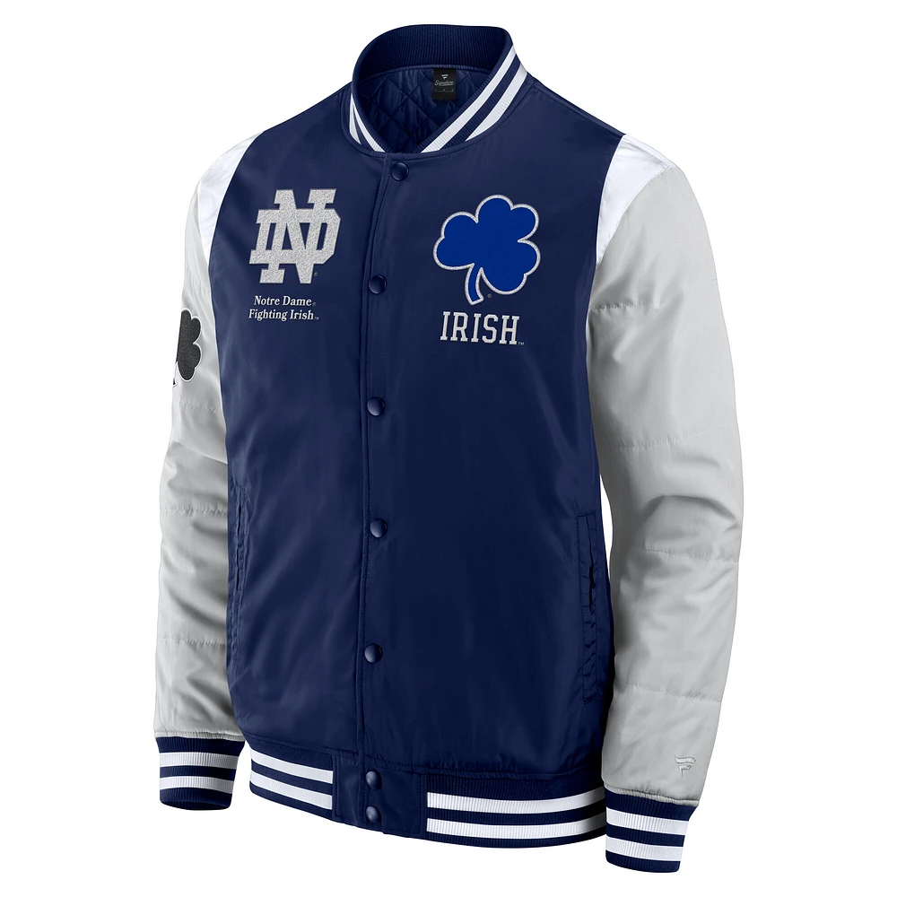 Veste à boutons-pression intégrale Elements Elite de Notre Dame Fighting Irish pour homme la marque Fanatics bleu marine