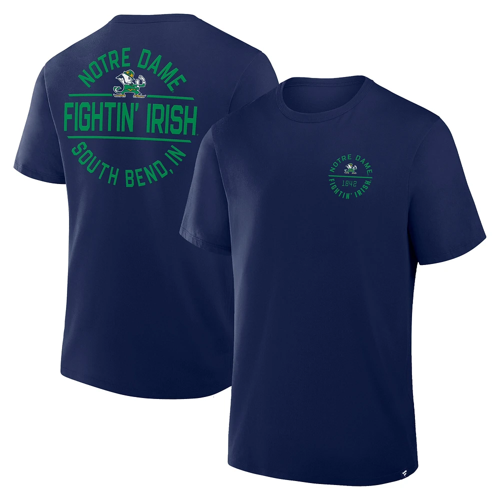 T-shirt Fanatics bleu marine pour homme de Notre Dame Fighting Irish Fastbreak