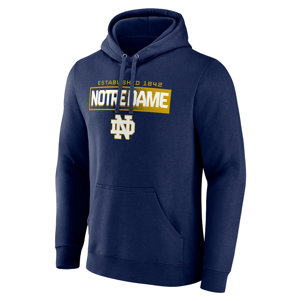 Men's Fanatics  Navy Notre Dame Fighting Irish Iconic Fleece Down The Field Pullover Hoodie