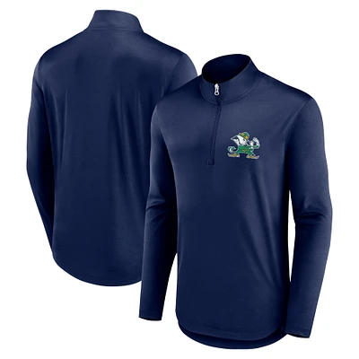 Men's Fanatics Navy Notre Dame Fighting Irish Quarterback Mock Neck Quarter-Zip Top