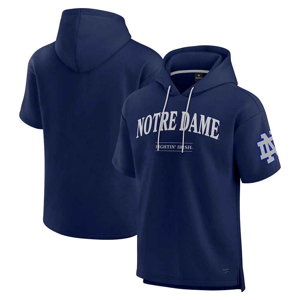 Men's Fanatics Navy Notre Dame Fighting Irish Ready Short Sleeve Pullover Hoodie