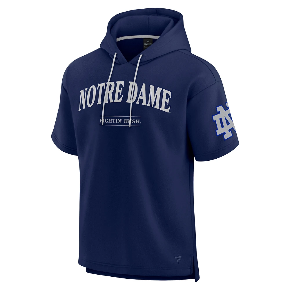 Men's Fanatics Navy Notre Dame Fighting Irish Ready Short Sleeve Pullover Hoodie