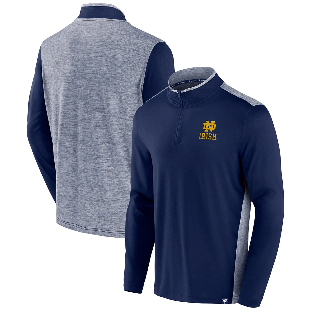 Veste à quart de zip fanatiques marine Notre Dame Fighting Irish Recharged pour hommes