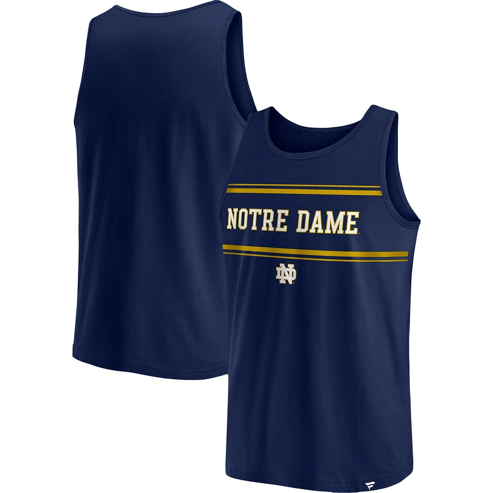 Men's Fanatics Navy Notre Dame Fighting Irish Stripe Block Tank Top