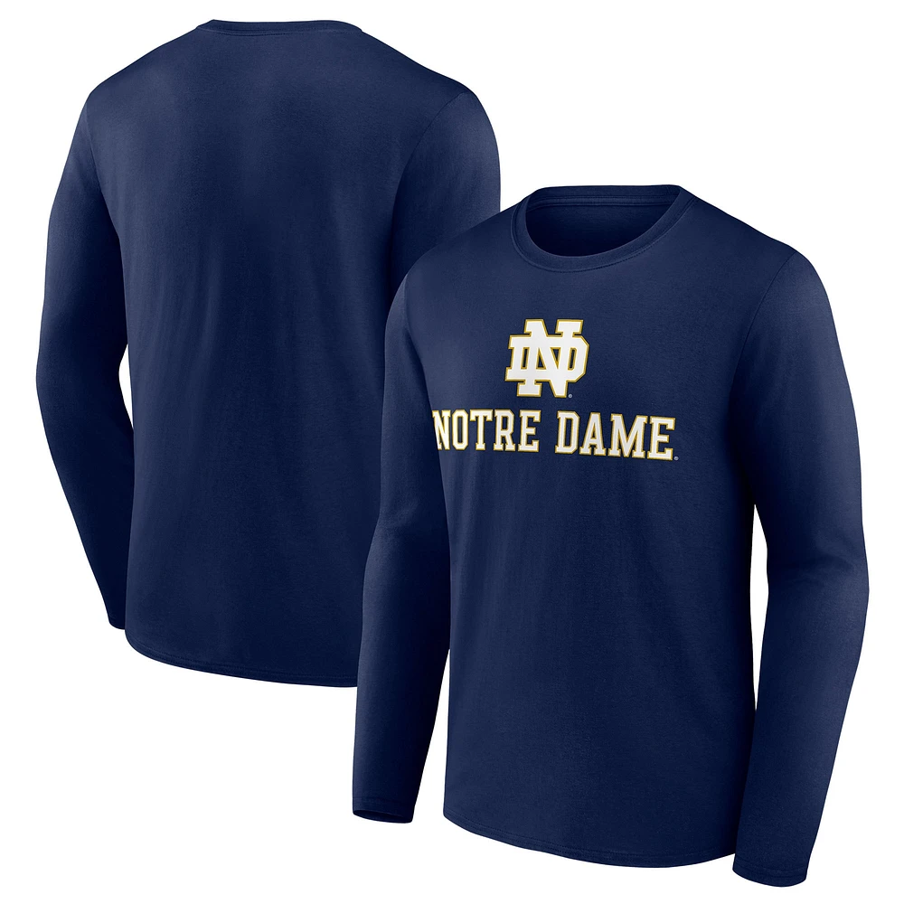 Men's Fanatics Navy Notre Dame Fighting Irish Team Lockup Long Sleeve T-Shirt