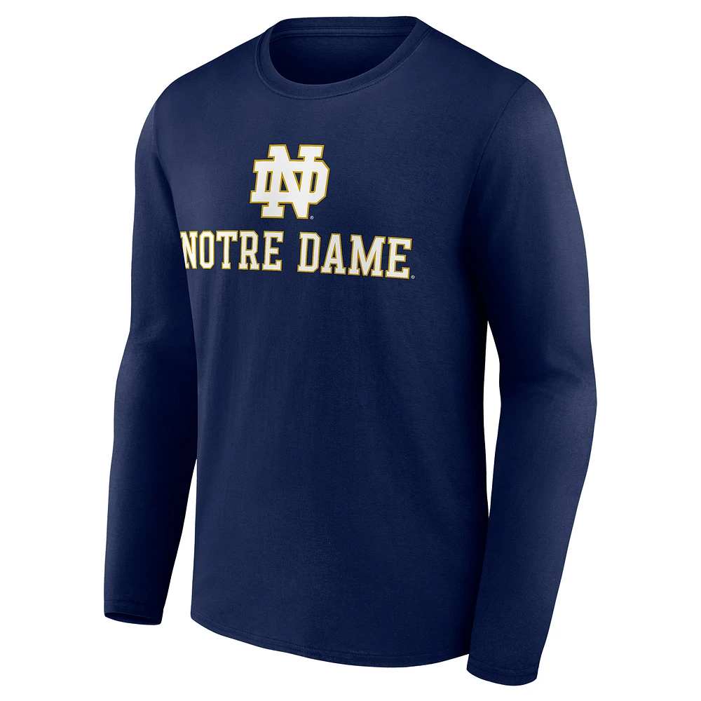 Men's Fanatics Navy Notre Dame Fighting Irish Team Lockup Long Sleeve T-Shirt