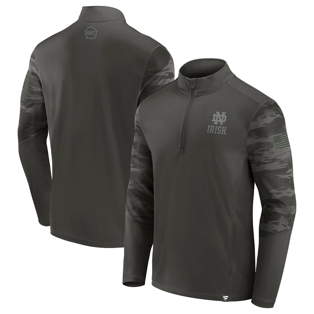 Fanatics pour hommes Olive Notre Dame Fighting Irish OHT Military Appréciation Guardian Quarter-Zip Top