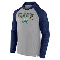 Men's Fanatics Steel Notre Dame Fighting Irish Qualifier Long Sleeve Transitional Hoodie T-Shirt