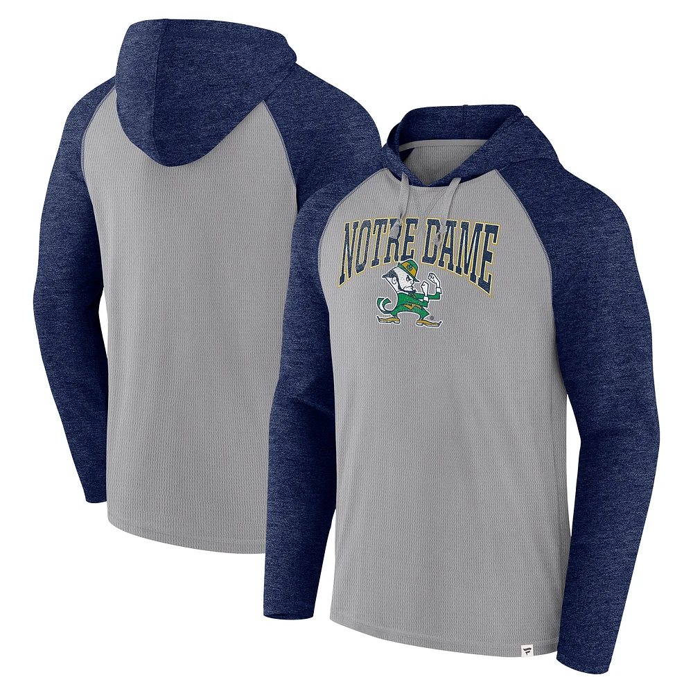 Men's Fanatics Steel Notre Dame Fighting Irish Qualifier Long Sleeve Transitional Hoodie T-Shirt