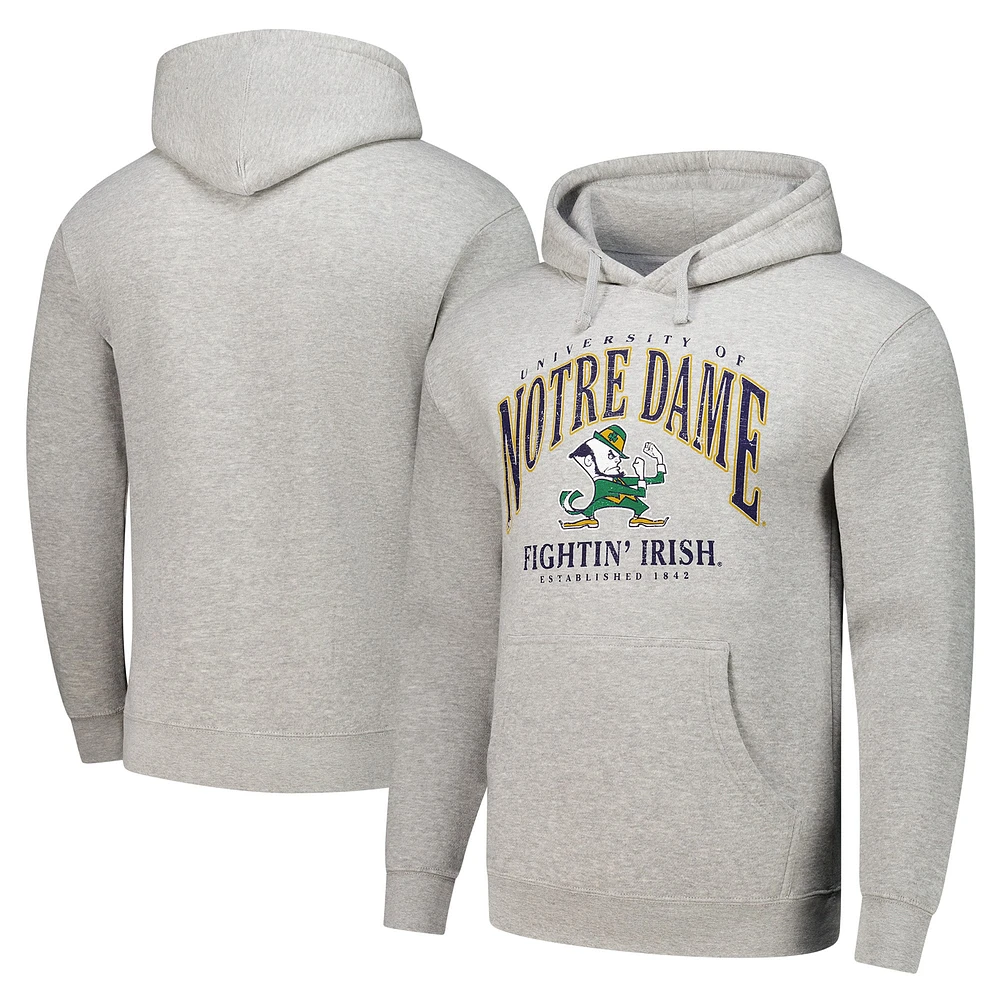 Sweat à capuche gris chiné pour homme Notre Dame Fighting Irish Tall Arch Essential Pullover