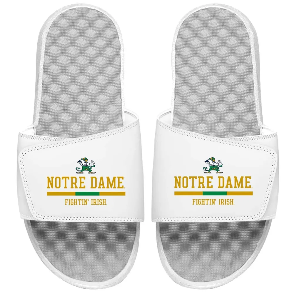 Lids Notre Dame Fighting Irish Bar Slide Sandals - White | Green Tree Mall