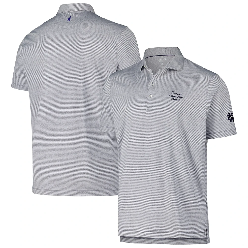 Polo de performance en jersey rayé Johnnie-O Navy Notre Dame Fighting Irish Lyndon pour hommes