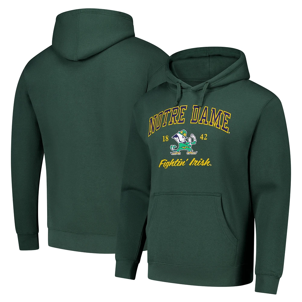 Sweat à capuche en polaire Essential 2.0 vert Notre Dame Fighting Irish Arch Script pour homme