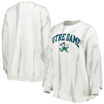 Men's League Collegiate Wear White/Silver Notre Dame Fighting Irish Classic Arch Dye Terry Pullover Sweatshirt